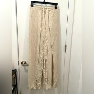 Front slit linen pants
